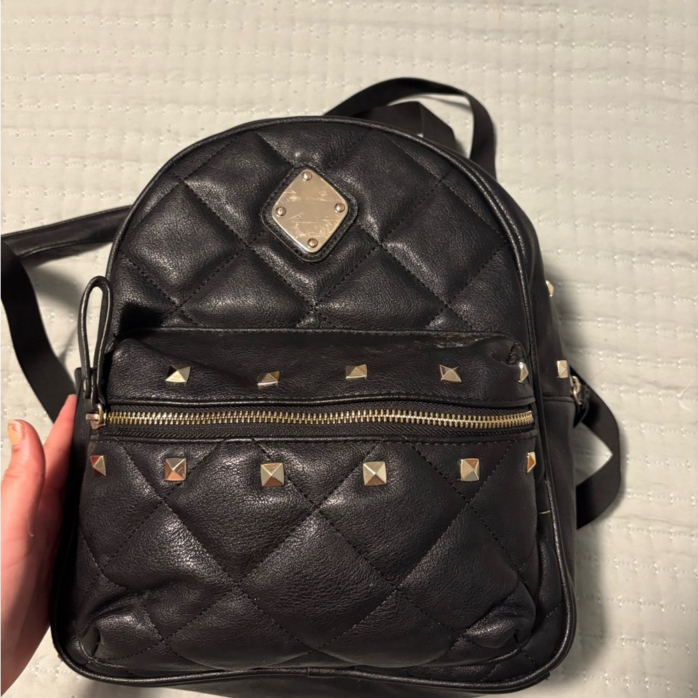Icing Black Quilted Backpack with Gold Accents